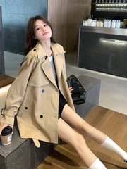 Women's Fashion Casual Pure Color Tied Slimming Coat