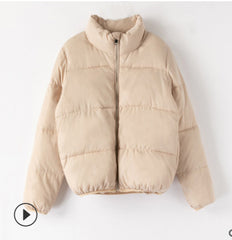 Winter solid color warm cotton puffer coat