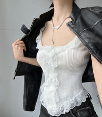 Design Lace Knitted Cardigan Camisole Women's Top