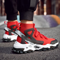 New fashion men's high-top shoes autumn and winter breathable flying shoes