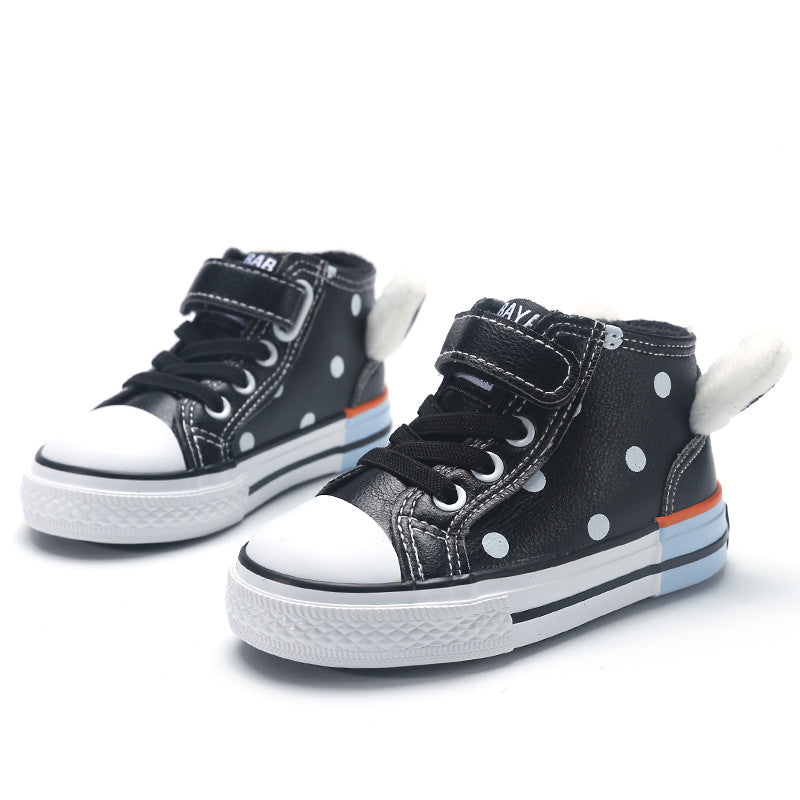 Fashion Plus Velvet High Top Leather Girls Shoes