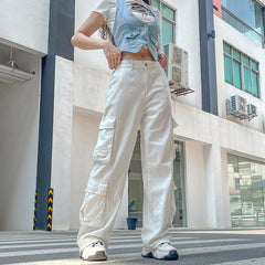 Leg-high Waist Straight Tubular Casual Frock Trousers