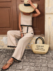 Casual Women's Elegant Holiday Lace Trousers Suit