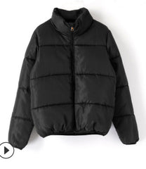 Winter solid color warm cotton puffer coat
