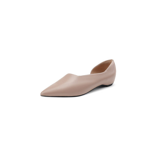 Women's Genuine Leather French Retro Pumps With Low Heels