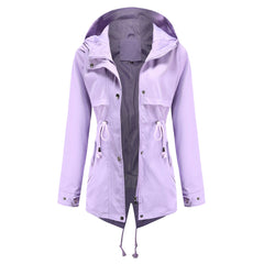 Windbreaker Mid-length Hooded Jacket With Waist Waist Outdoor Raincoat
