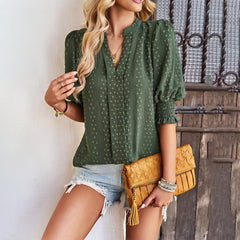 Temperament Commute V-neck Half Sleeve Shirt