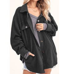 Women's Fashion Lapel Rocking Flannel Button Cardigan Jacket