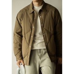 Shirt Collar Down Jacket Men's  Winter Rhombus Tooling