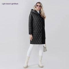 Fashion Woman Cotton Dress Coat Solid Color Hooded Warm Puffer Jacket
