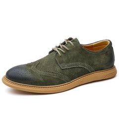 Business Formal Wear Genuine Leather Low Top Retro Lace Up Breathable Men's Shoes
