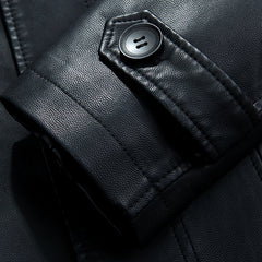 Men's black sheepskin leather coat - view 2