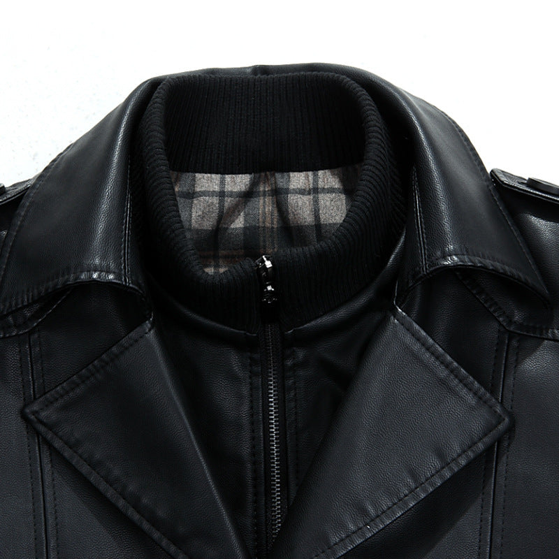 Men's black sheepskin leather coat - view 3