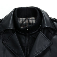 Men's black sheepskin leather coat - view 3