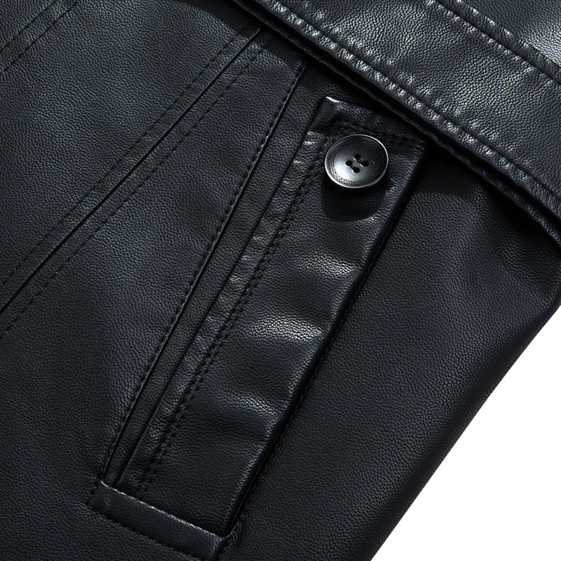 Men's black sheepskin leather coat - view 4