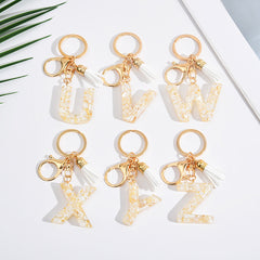 Shell Stone Gold Foil Letter Keychain