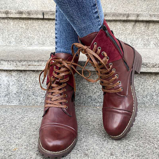 Square heel lace-up Martin boots