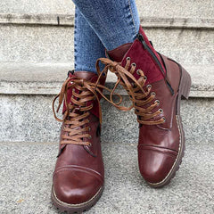 Square heel lace-up Martin boots
