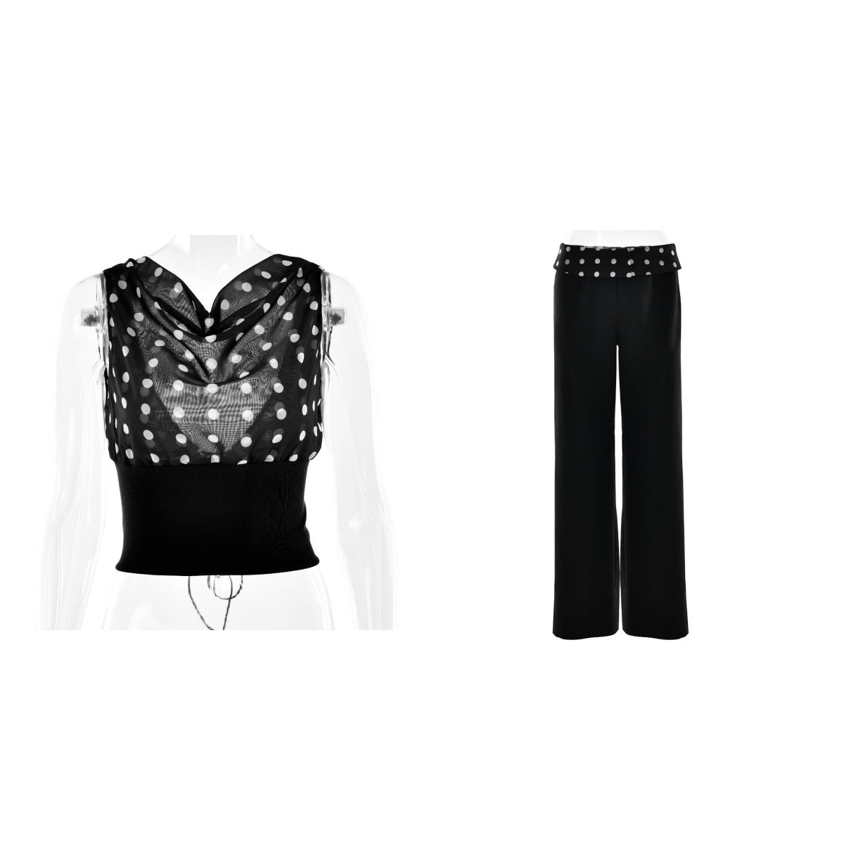 Polka Dots Print Oblique Shoulder Tops Summer Patchwork Chiffon Crop Backless Blouse Casual Streetwear Tee