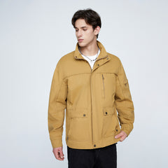 Men's Thin Casual Jacket With More Than American Workwear Bags Loose