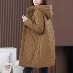 Hooded Mid-length Casual Mom Wear Puffer Jacket