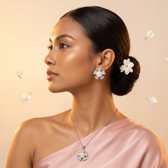 Sea Pearl Pinwheel Jewelry Set – Silver-Tone Necklace, Earrings & Ring