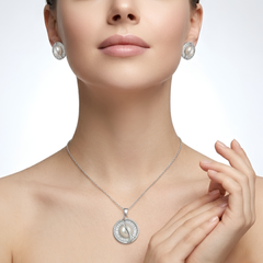 Sea Pearl Swirl Jewelry Set – Silver-Tone Necklace, Earrings & Ring