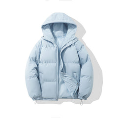 Zipper Solid Color Hooded Padded Puffer Jacket
