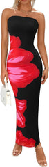 New Women's Slim-fit Contrast Colors Floral Print Dress