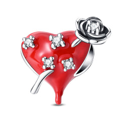 Blood-red rose gothic bracelet with silver-plated beads - view 8