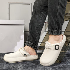 Autumn And Winter Eva Soft Bottom Home Travel Fleece-lined Slippers