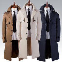 Men's Trench Coat Super Long Over The Knee Slim Casual