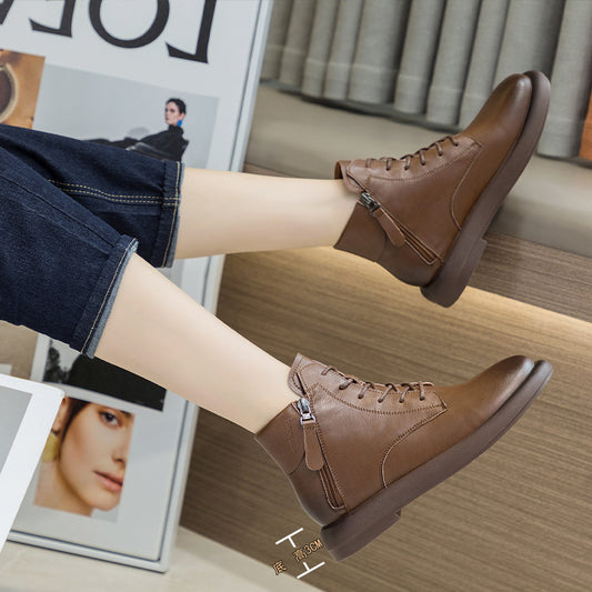 Women's Winter New Fleece-lined Warm Flat Bottom Short Boots