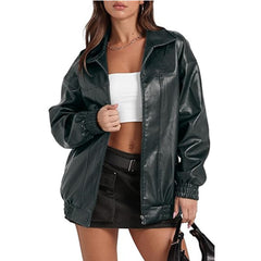 Long Sleeve Lapel Zipper Side Pocket Casual Trench Coat Women