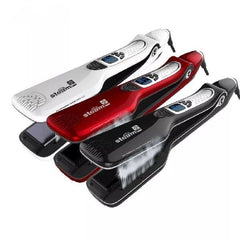 Steam Hair Brush Titanium Ceramic Flat Iron