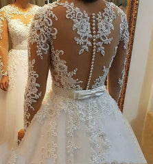 European And American Lace Long Sleeve Detachable Wedding Dress