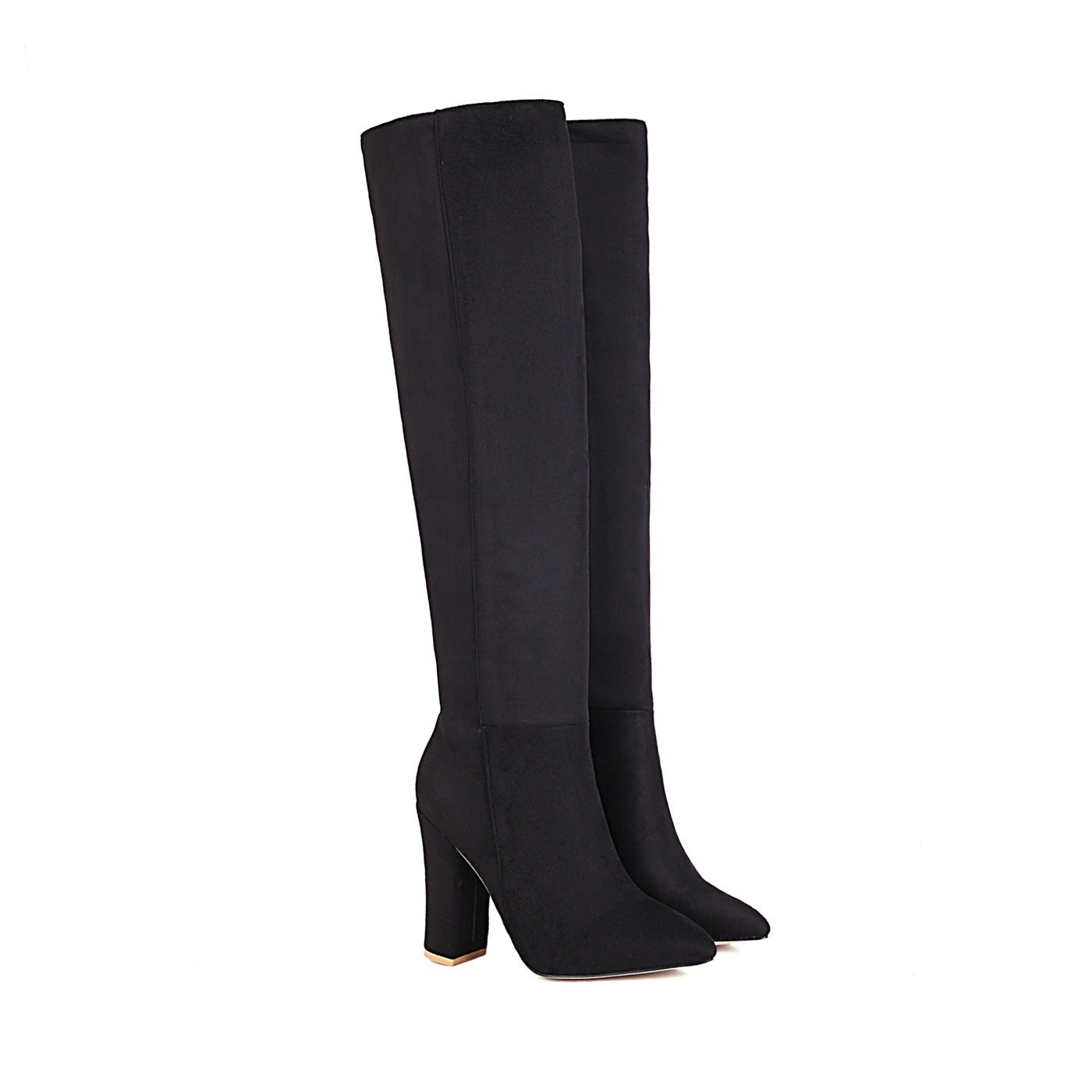 Mid-heel Round Toe Size Suede Knee-length Women's Boots – view 3