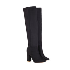 Mid-heel Round Toe Size Suede Knee-length Women's Boots – view 3