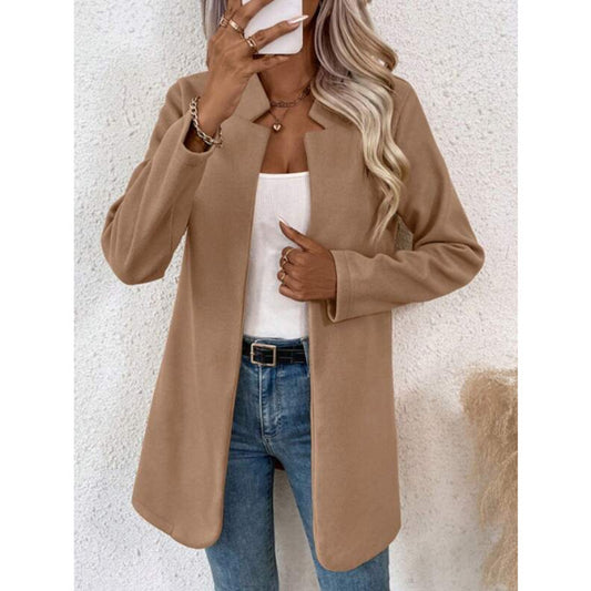 Long Sleeve Commuter Slim-fit Woolen Coat