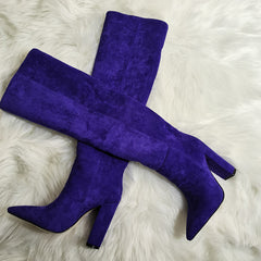 Women's Matte Over The Knee Thick Heel heeled Pleated Boots