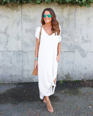 AliExpress Amazon Hot Sale V-Neck Pocket Split Dress