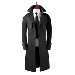 Men's Trench Coat Super Long Over The Knee Slim Casual