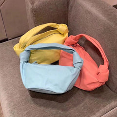 Women's soft leather cloud dumpling knot handbag - Fashionoto