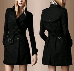 Windbreaker female long section ladies jacket autumn European and American slim waist double-breasted coat trench coat