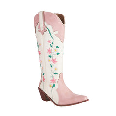 Plus Size National Classic Embroidered Boots Thick-heeled Embroidered Knight Knee Boots