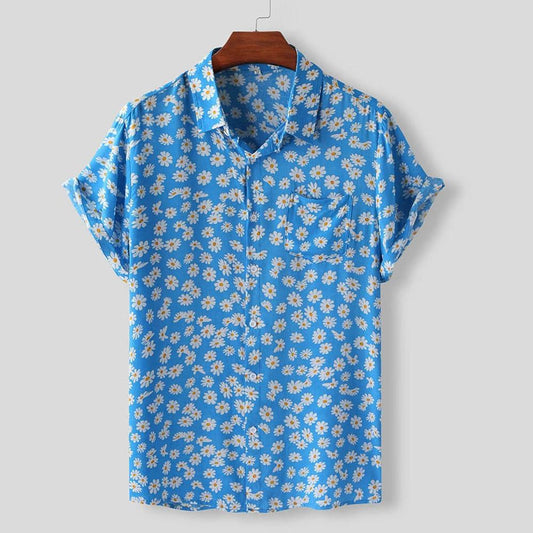 Digital printed cardigan short sleeve casual shirt