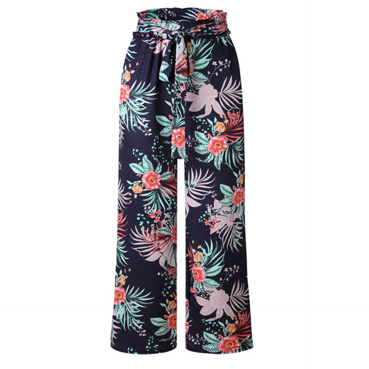 Women's summer printed wide-leg pants