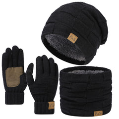 Hat Scarf Gloves Three-piece Suit Snow Day Knitted Earflaps Cap