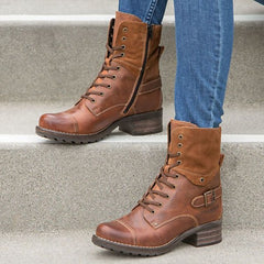 Square heel lace-up Martin boots