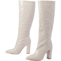 Women's Pointed Toe Chunky Heel Over Knee Boots